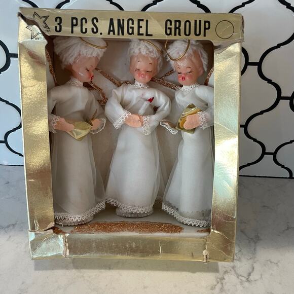 Vintage Bright Star Angel Choir Trio Made in Japan Christmas Angels w/ Box 
1950 - Picture 1 of 9